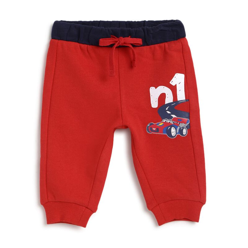 Fleece Solid Red Sweatpants image number null